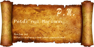 Petényi Mariann névjegykártya