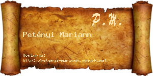 Petényi Mariann névjegykártya