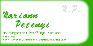 mariann petenyi business card